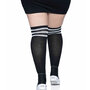 Kousen Overknee Scheidsrechter Plus Size Zwart Witte Strepn