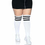 Kousen Overknee Scheidsrechter Plus Size Wit met Zwarte Strepn