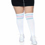 Kousen Overknee Scheidsrechter Plus Size Wit met Pastel Strepen