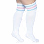 Kousen Overknee Scheidsrechter Plus Size Wit met Pastel Strepen