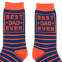 Bamboe Herensokken "Best Dad Ever" in Oranje met Blauw