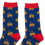 Bamboe Herensokken Tractor in Blauw en Rood