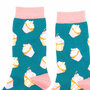 Bamboe Damessokken Cupcakes in Teal / Petrol 