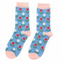 Bamboe Damessokken Fun Floral in Denimblauw