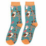 Bamboe Damessokken Woodland in Teal