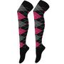 Kousen Overknee Argyle Zwart met Pink en Grijs