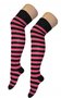 Kousen Overknee Streep Zwart/Pink